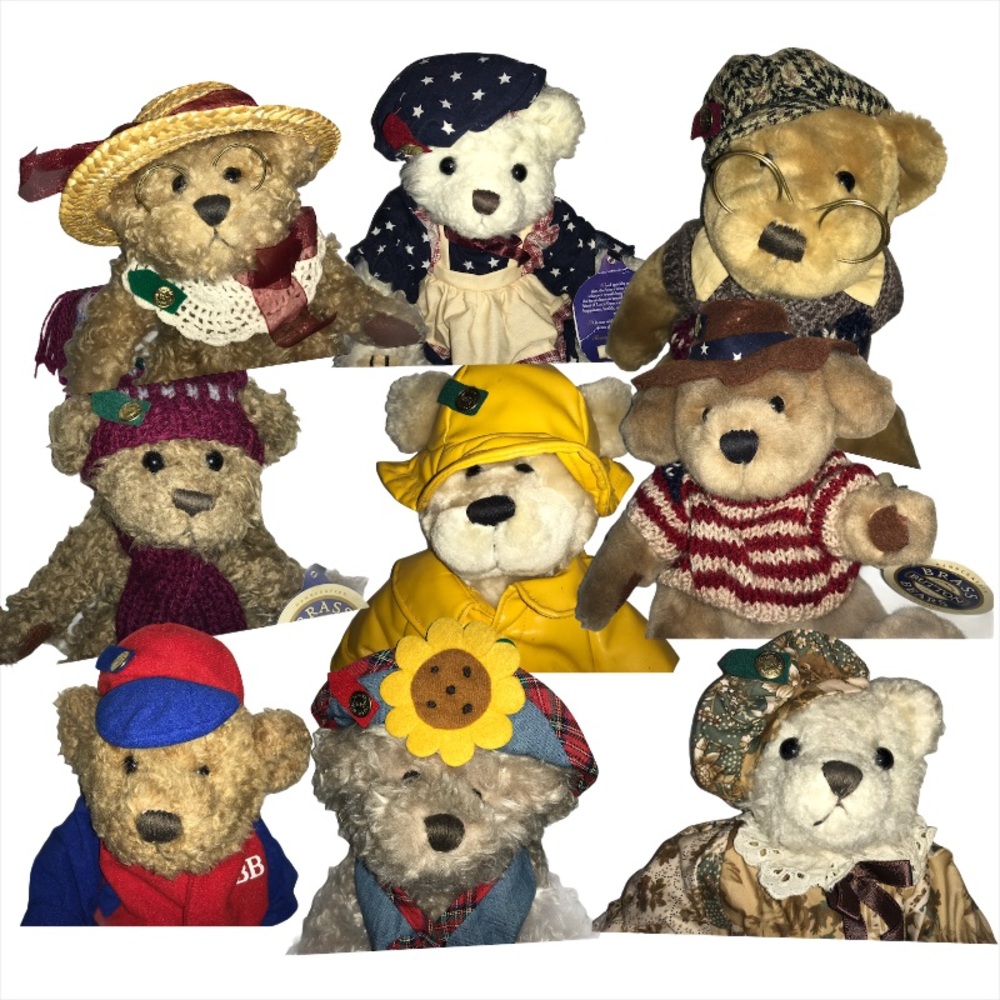 Lots of Vintage Brass Button Plush Bears